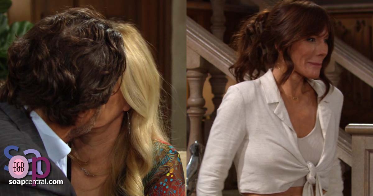 Taylor turns away as Ridge kisses Brooke